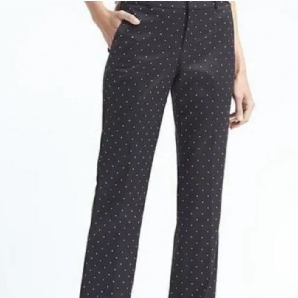 Banana Republic Logan Pant Medium Black White Polka Dot Rayon Viscose